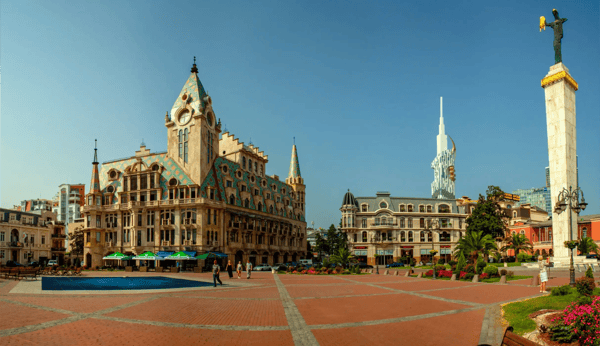 beautiful building at europe square in batumi georgia