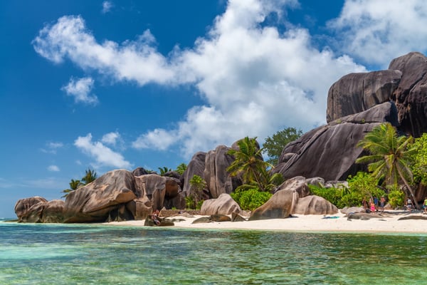beautiful rocks and sea of la digue syechelles 