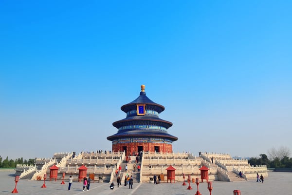 beijing china temple of heaven with tourists on in beijing china 