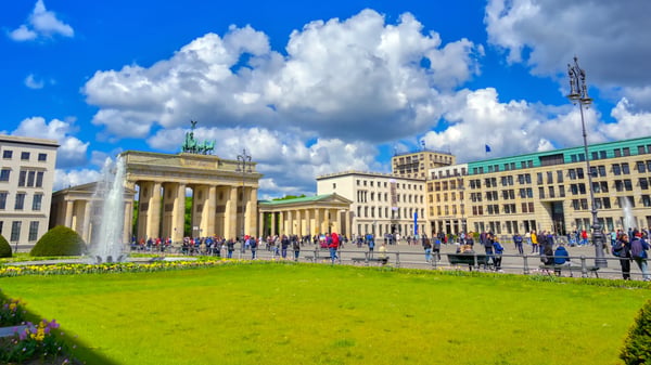 berlin germany the brandenburg gate on a sunny day located in pariser platz in the city
