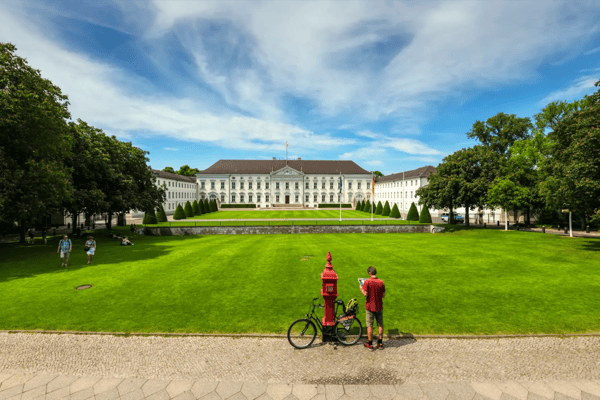 berlin germany tourist in front of bellevue palace schloss bellevue 