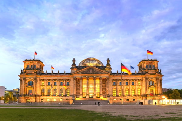 berlin night city skyline at reichstag berlin germany