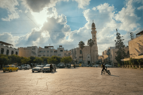 bethlehem palestine the mosque of omar cyclist 