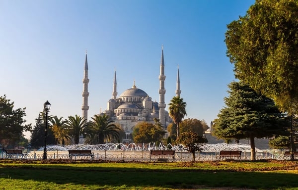 blue mosque and fountain landmarks of istanbul 