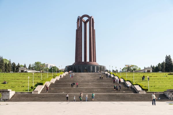 bucharest romania the mausoleum of romanian heroes was built in and it is located