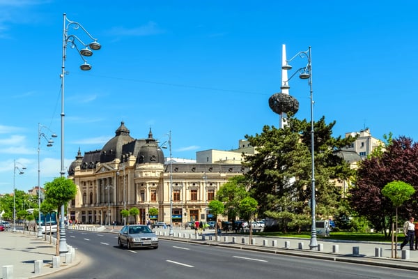 bucharest romania victory avenue panorama calea victoriei downtown of bucharest city