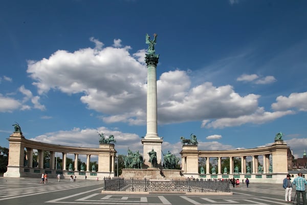 budapest circa monument at heroes square circa in budapest hungary