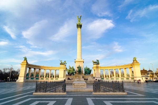 budapest hungary millennium monument on the heroes square hosok tere is one of the