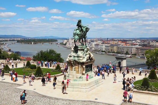budapest hungary view of budapest from hungarian national gallery in castle district