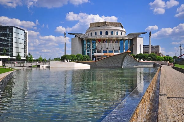 budapest hungary view of the national theatre building in budapest on budapest 