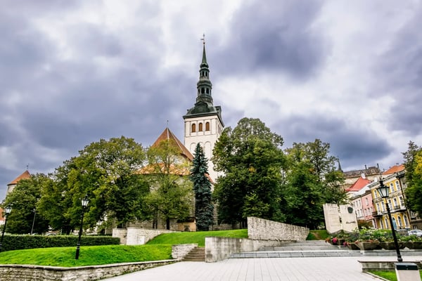 cathedral of st nicholas church in tallinn s old town in cloudy weather estonia 