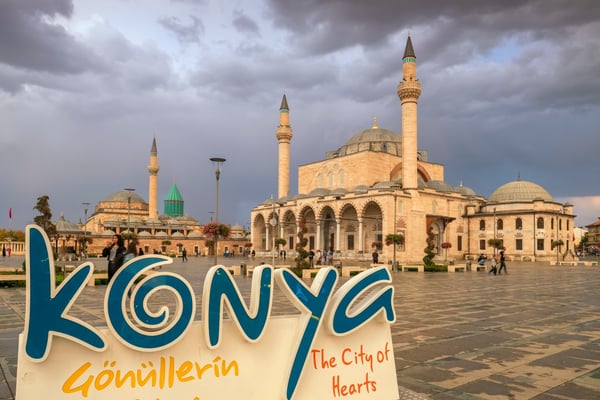 central square of the old town with the mevlana museum