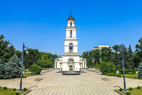 chisinau great national assembly square metropolitan cathedral nativity of the lord bell tower view