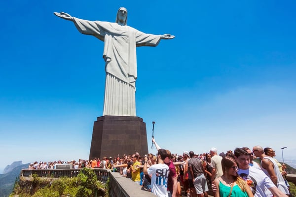 christ the redeemer statue atop the corcovado mountain in rio de janeiro brazil