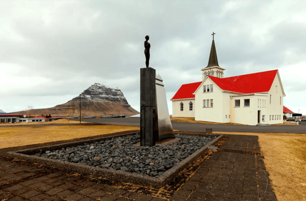 church in grundarfjordur a small town situated in the north of the snaefellsnes peninsula iceland