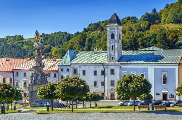 church of st francis on main square in kremnica slovakia