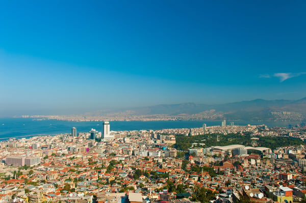 city of izmir seen from the hill above turkey