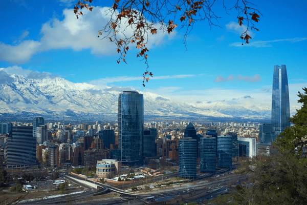 city of santiago capital of chile in winter after a fresh fall of snow