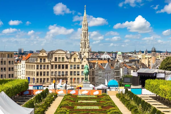 cityscape of brussels in a beautiful summer day bruges city in belgium