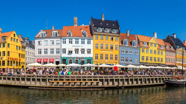 copenhagen denmark nyhavn district is one of the most famous landmark in copenhagen