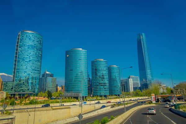 costanera center skyscraper titanium tower and los andes mountain range santiago
