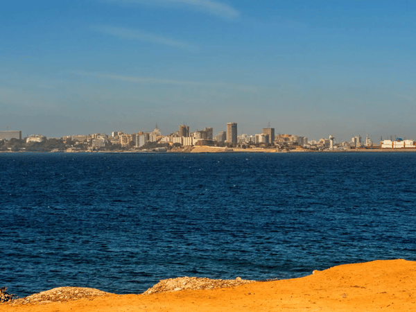 dakar city fron the bank of island goree goree island dakar senegal africa