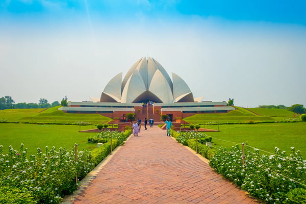 delhi india unidentified people walking and enjoying the beautiful lotus temple