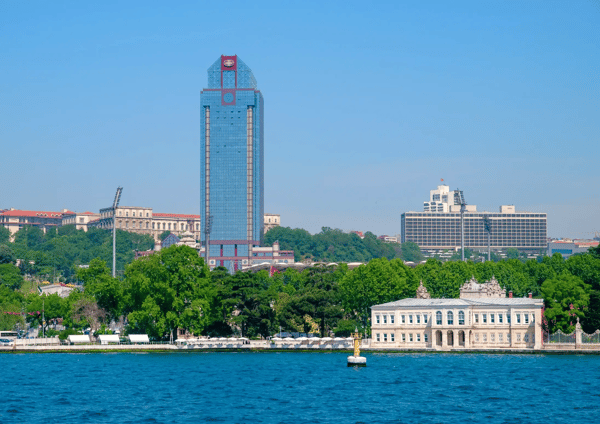 dolmabahce palace exterior view from sea