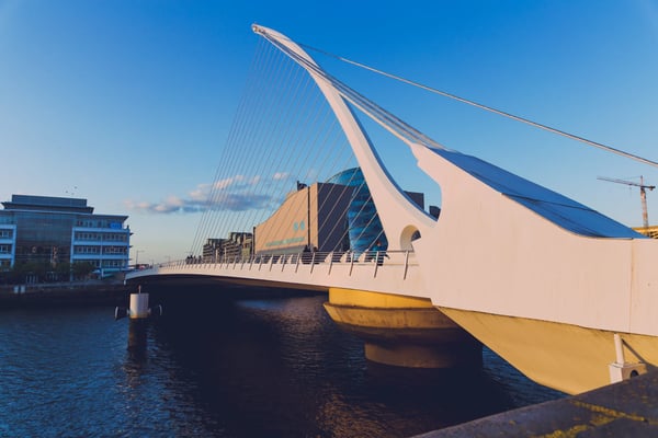 dublin ireland view of dublin s famous samuel beckett bridge over the river liffey 