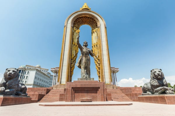 dushanbe tajikistan circa statue of ismoil somoni in the centre of dushanbe circa 