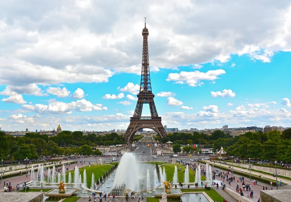 eiffel tower and fountains of trocadero paris france
