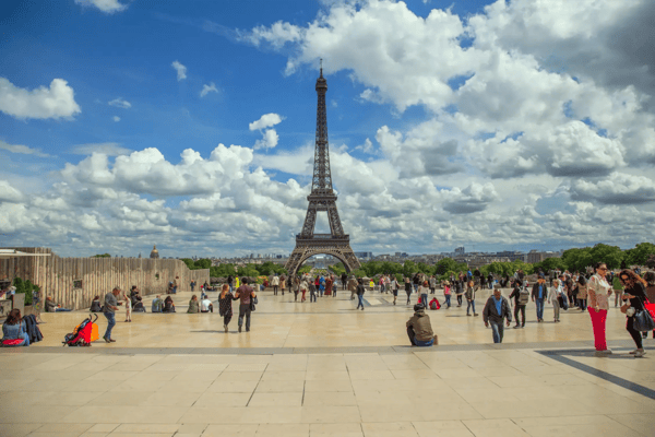 eiffel tower and trocadero sqaure in paris 