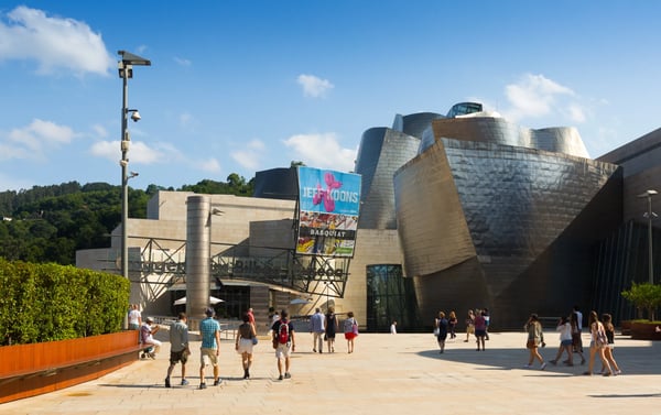 entrance of guggenheim museum in bilbao