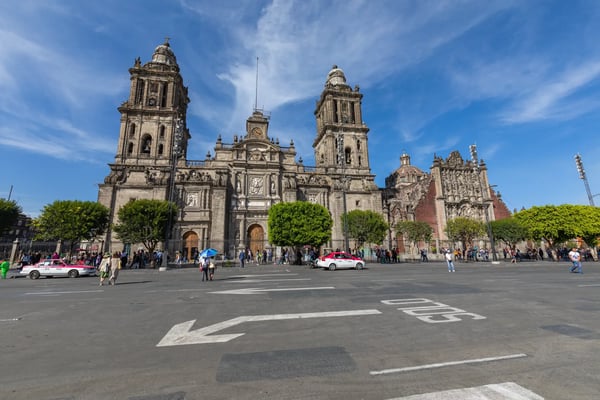 exterior metropolitan cathedral in mexico city latin america