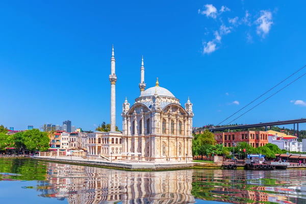famous ortakoy mosque near the bosphorus bridge istanbul turkey