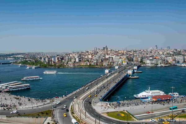 galata bridge at sunny day