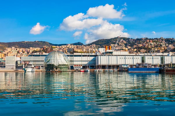 genoa port in liguria region in northern italy