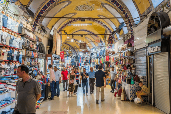grand bazaar in istanbul with unidentified people