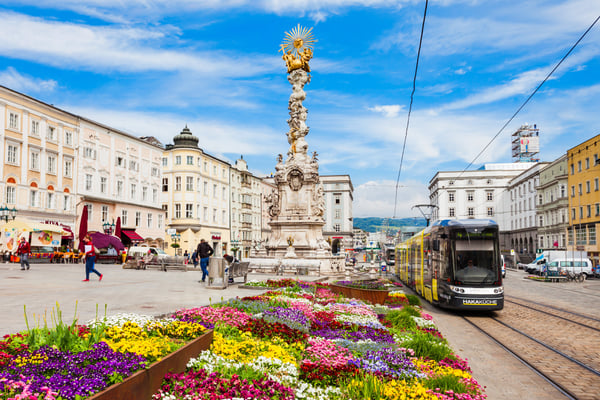 hauptplatz or main square in the centre of linz 