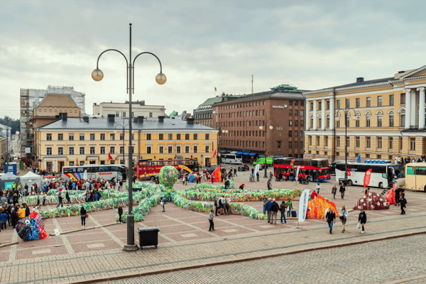 helsinki finland artistic installation on the senate square in helsinki