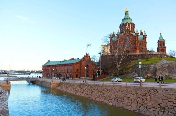 helsinki finland tourists visit uspenski cathedral at daytime
