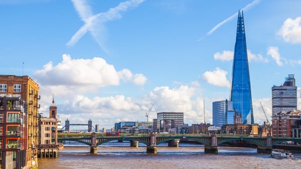 high dynamic range hdr panoramic view of thames river london uk