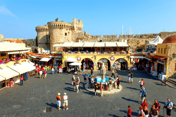 hippocrates square in rhodes greece