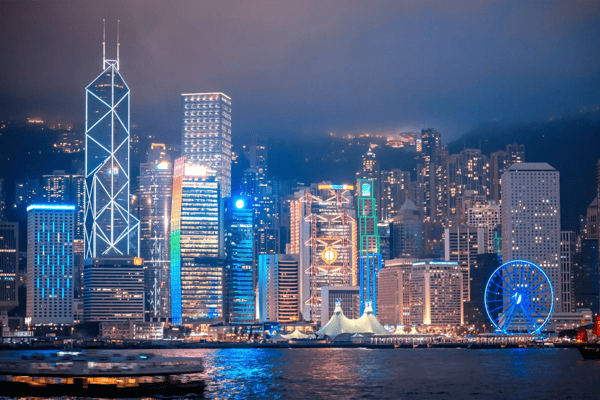 hong kong victoria harbor at night