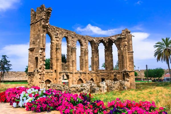 impressive ruins of st georges church in famagusta town cyprus island 