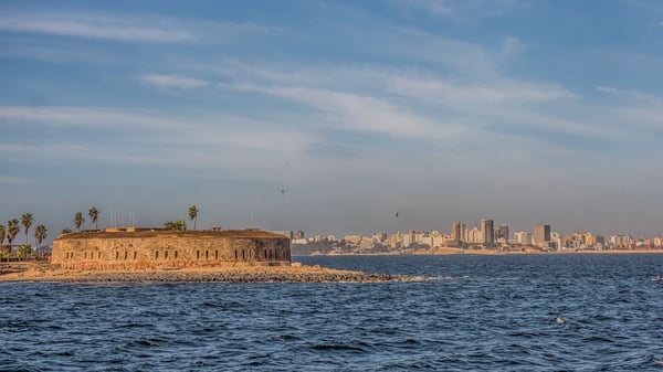 island goree with fort and dakar city visible in the background goree island dakar senegal