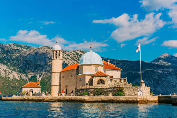 island of gospa od skrpela in the boko kotorsky gulf near the town of perast in montenegro