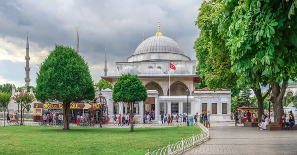 istambul turkey tomb of sultan ahmet on a cloudy summer day istanbul