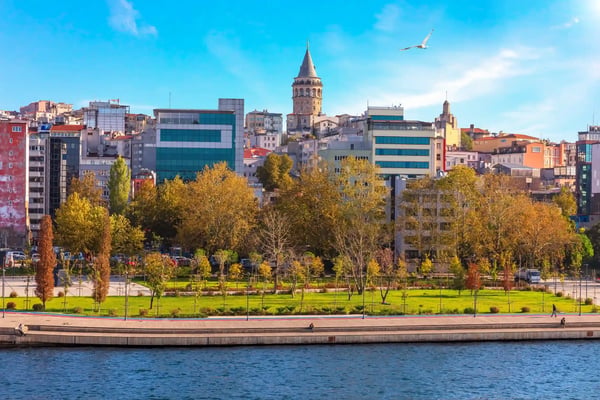 istanbul and the galata tower sunny day view