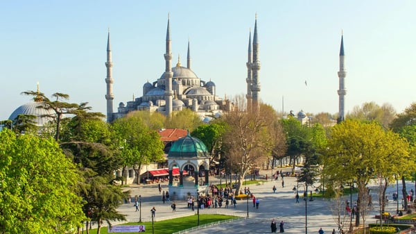 istanbul turkey also known as the blue mosque the sultan ahmed mosque is located right in front